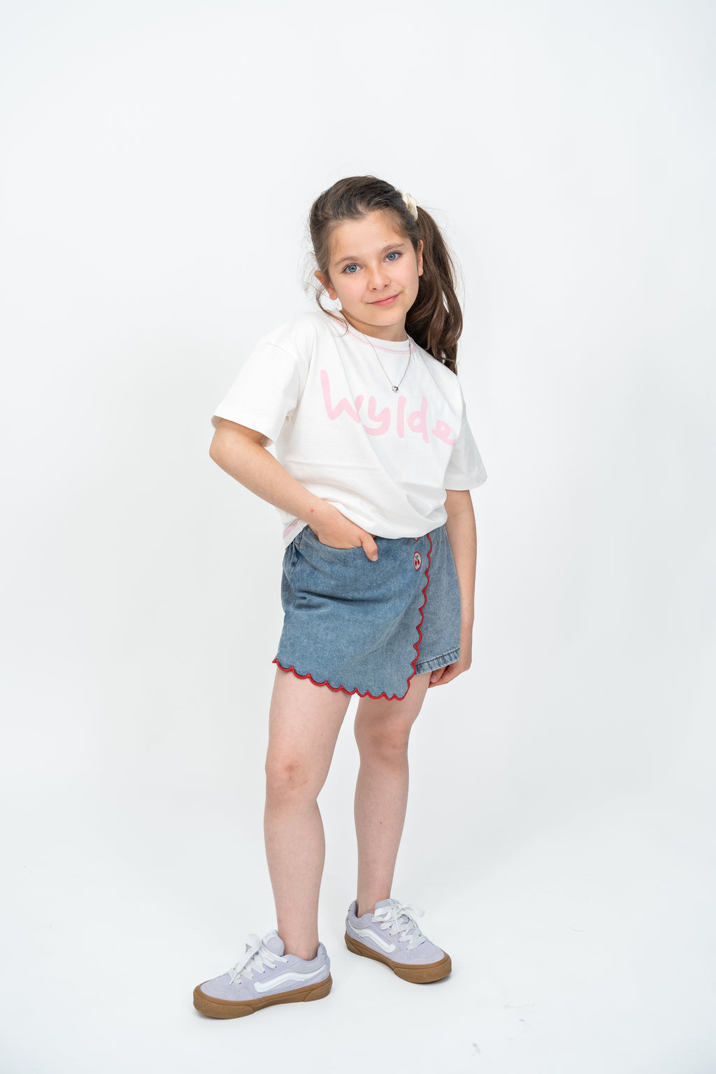 Cherry Denim Skort