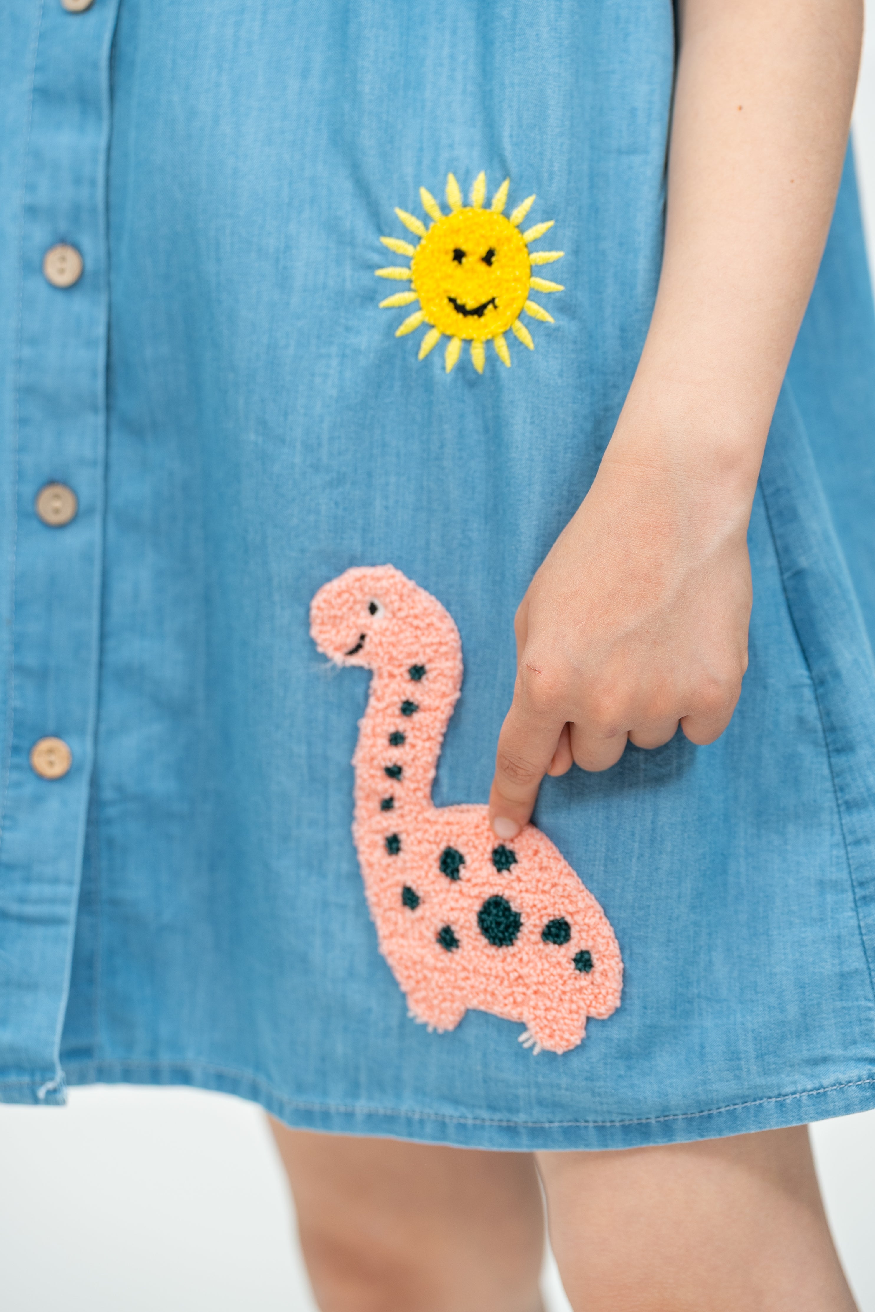 Sunny Dino Denim Dress