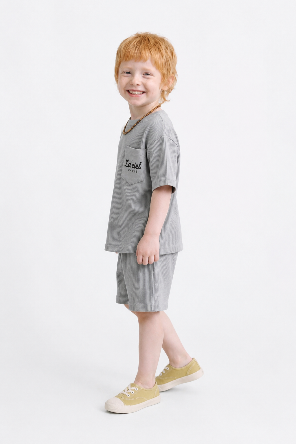 Grey Cotton T-Shirt & Shorts Set