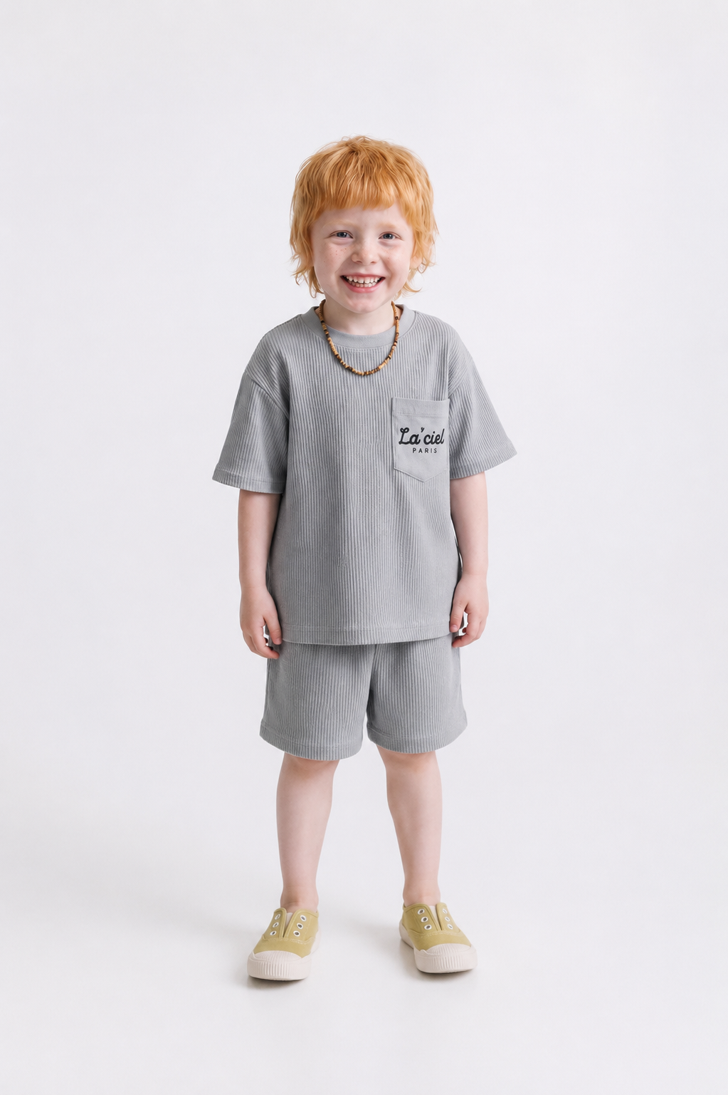 Grey Cotton T-Shirt & Shorts Set