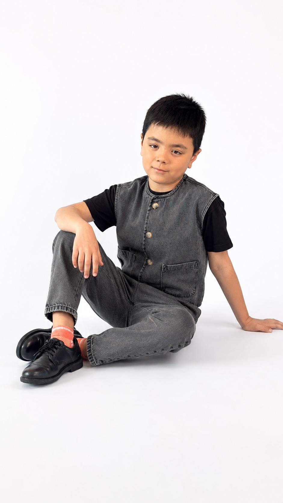 Charcoal Denim Button-Up Vest