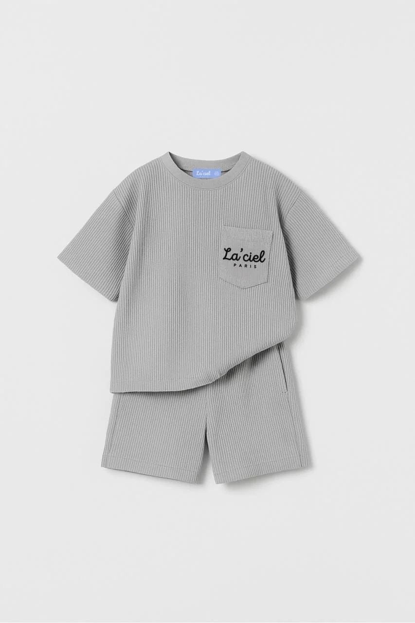 Grey Cotton T-Shirt & Shorts Set