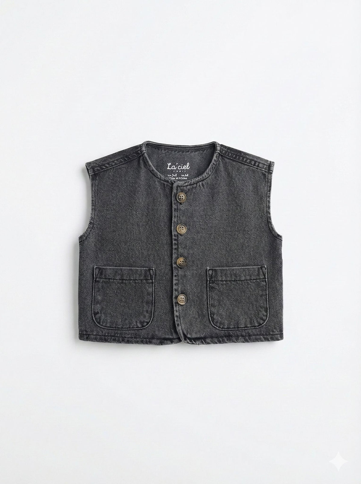 Charcoal Denim Button-Up Vest