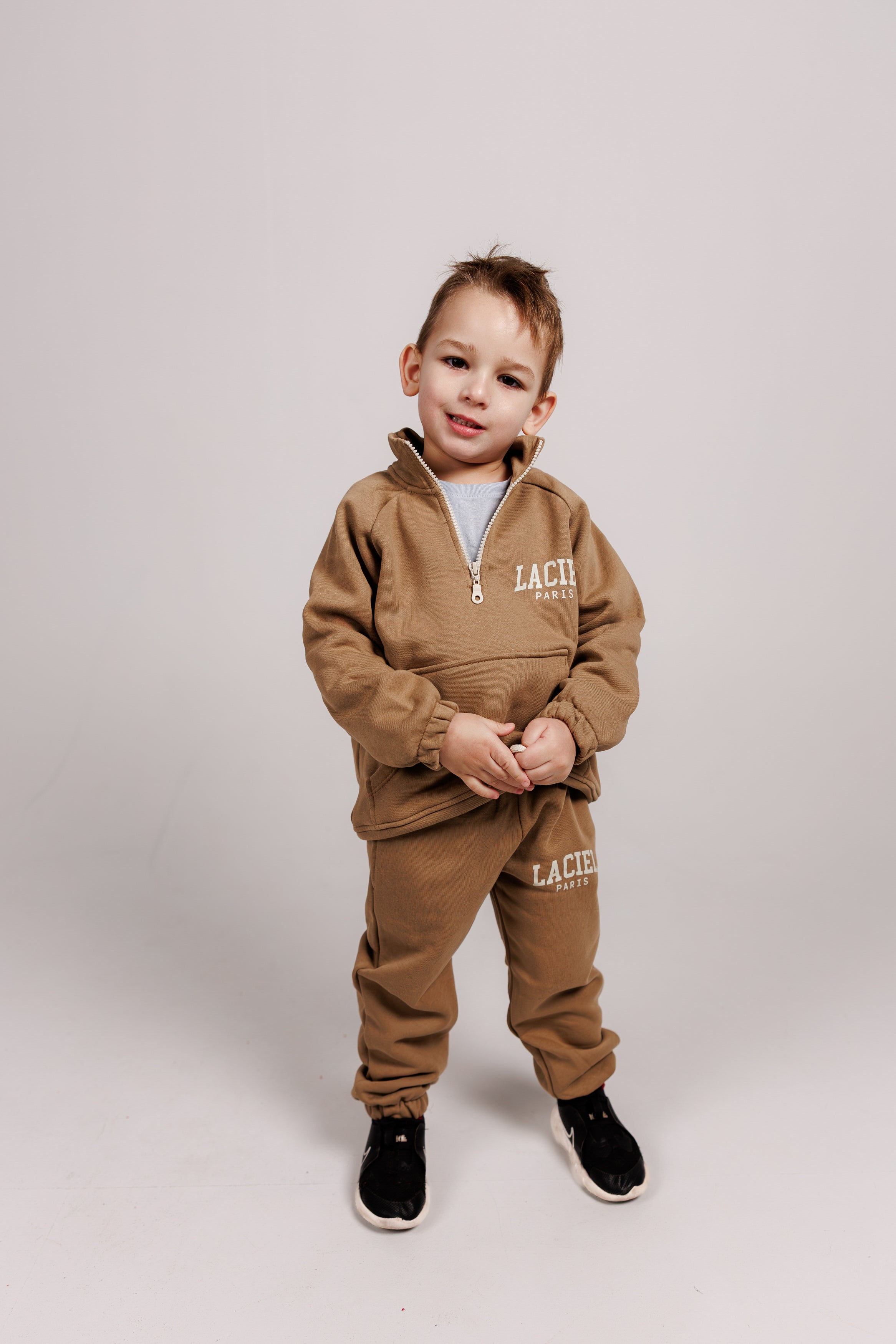 Beige Fleece Sweatshirt & Jogger Sets