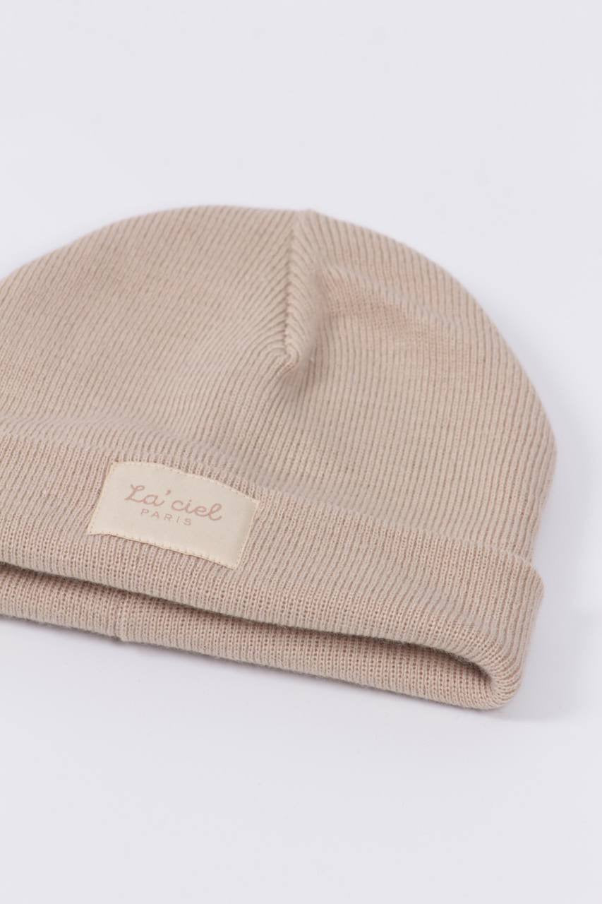 Beige Basic Knit Hat