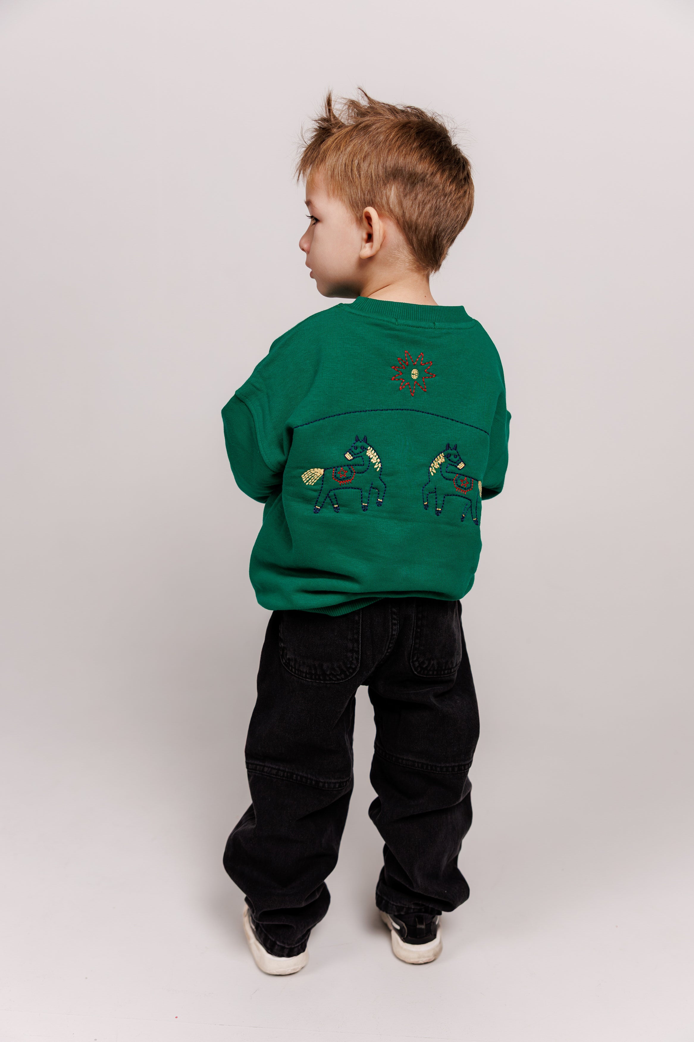 Green Horse Embroidered Sweatshirt